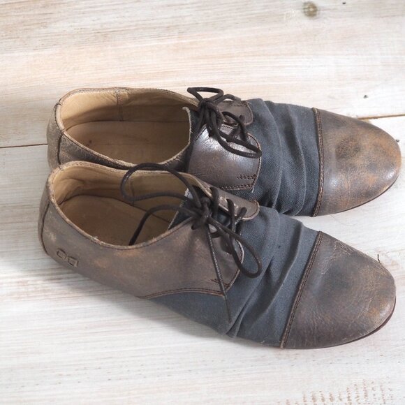 BED STU Rumba Silver Lux oxford distressed scrunched boho gray leather flats 8.5 - Picture 6 of 12